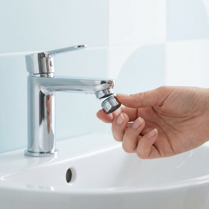 Unscrew the small tip (aerator) at the end of your bathroom faucet.